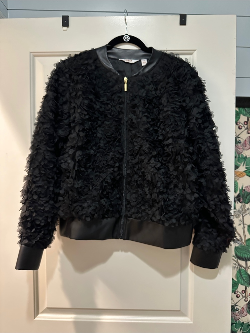 Fierce by Mally Black Floral-Textured Bomber Jacket